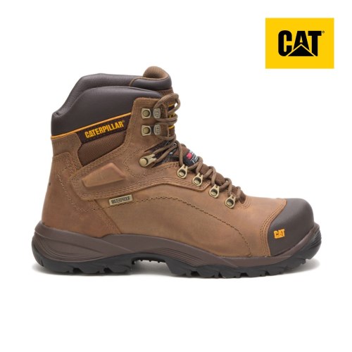 CAT Diagnostic Hi Waterproof Thinsulate Steel Toe Men's Work Boots Dark Beige (AU B-862) Australia